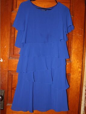 Jessica Howard Royal Blue Tiered Flutter-Sleeve Midi Dress